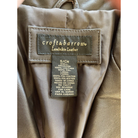 Women's Misses Croft and Barrow Brown Lambskin Leather Jacket Coat Small NWT - Picture 5 of 12